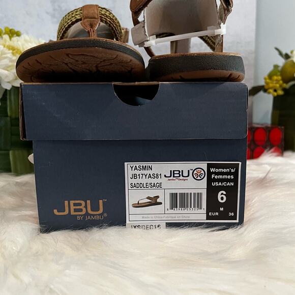 NEW JBU by Jambu Yasmin Velcro Bungee Floral Flats Sandals Saddle Sage Sz 6 - Picture 12 of 15